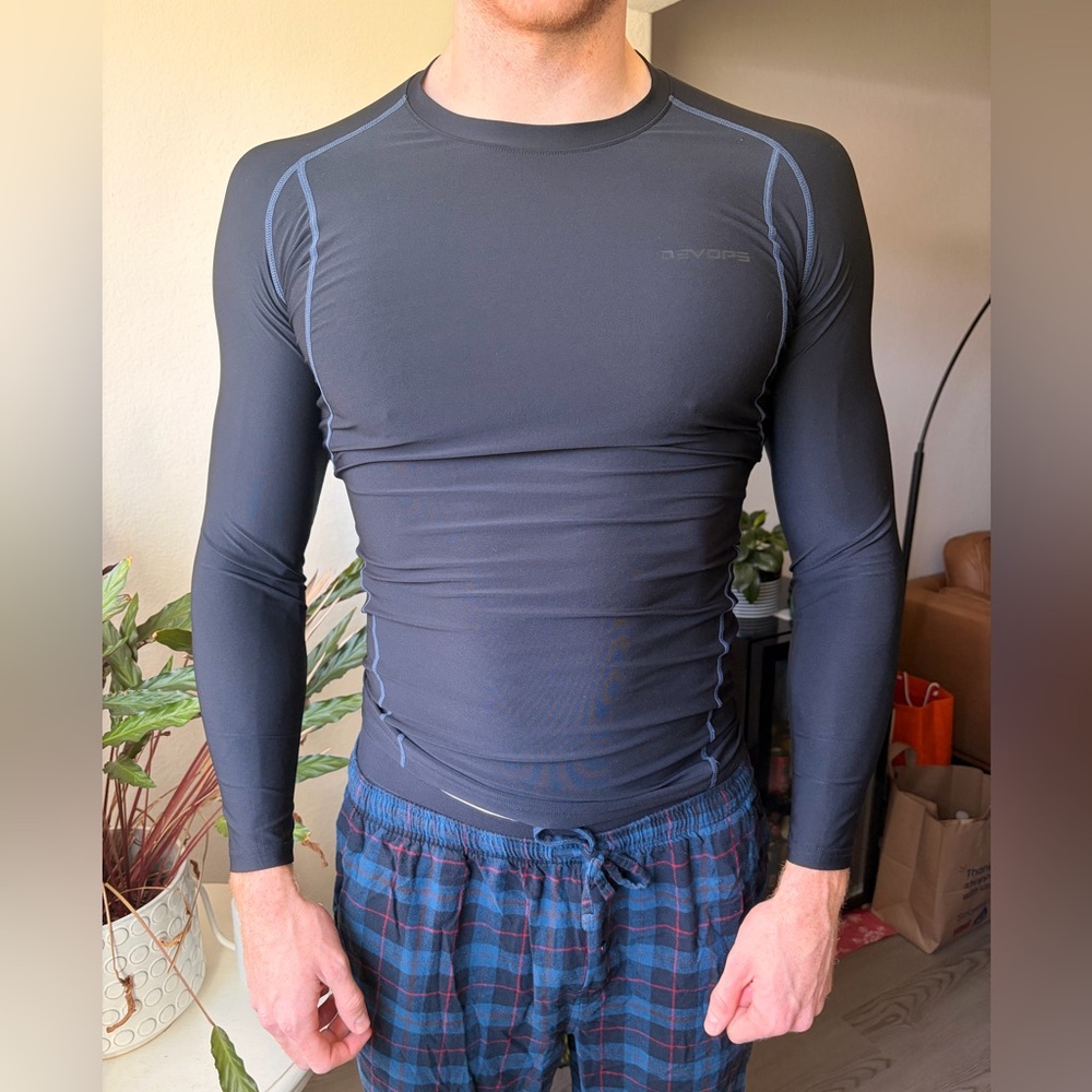 Men's Black Compression Swim Top - Performance Rash Guard